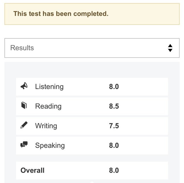 T様のIELTSスコアレポート（ライティング7.5）