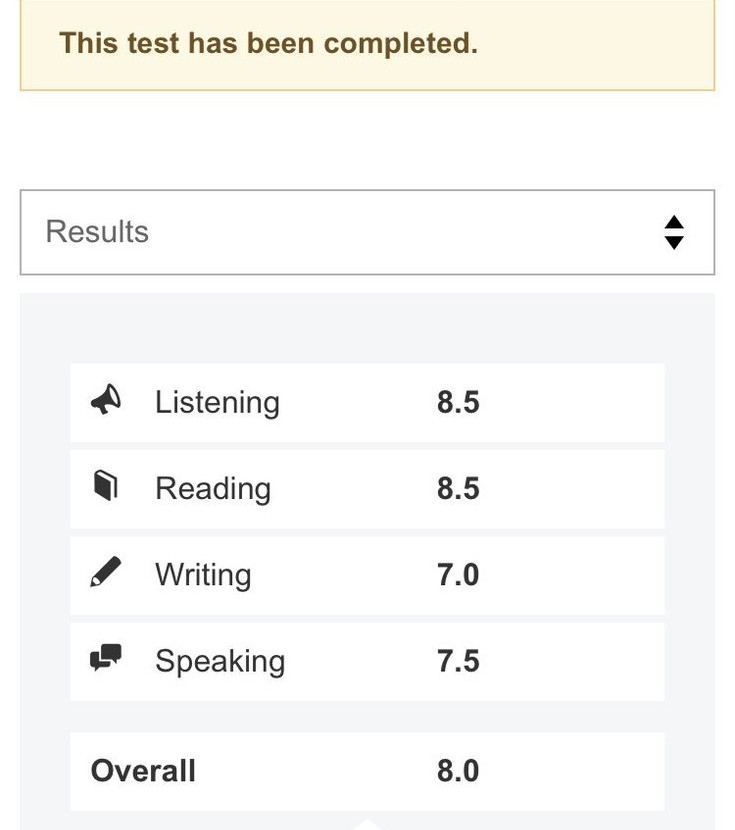 K様のIELTSスコアレポート（ライティング7.0）